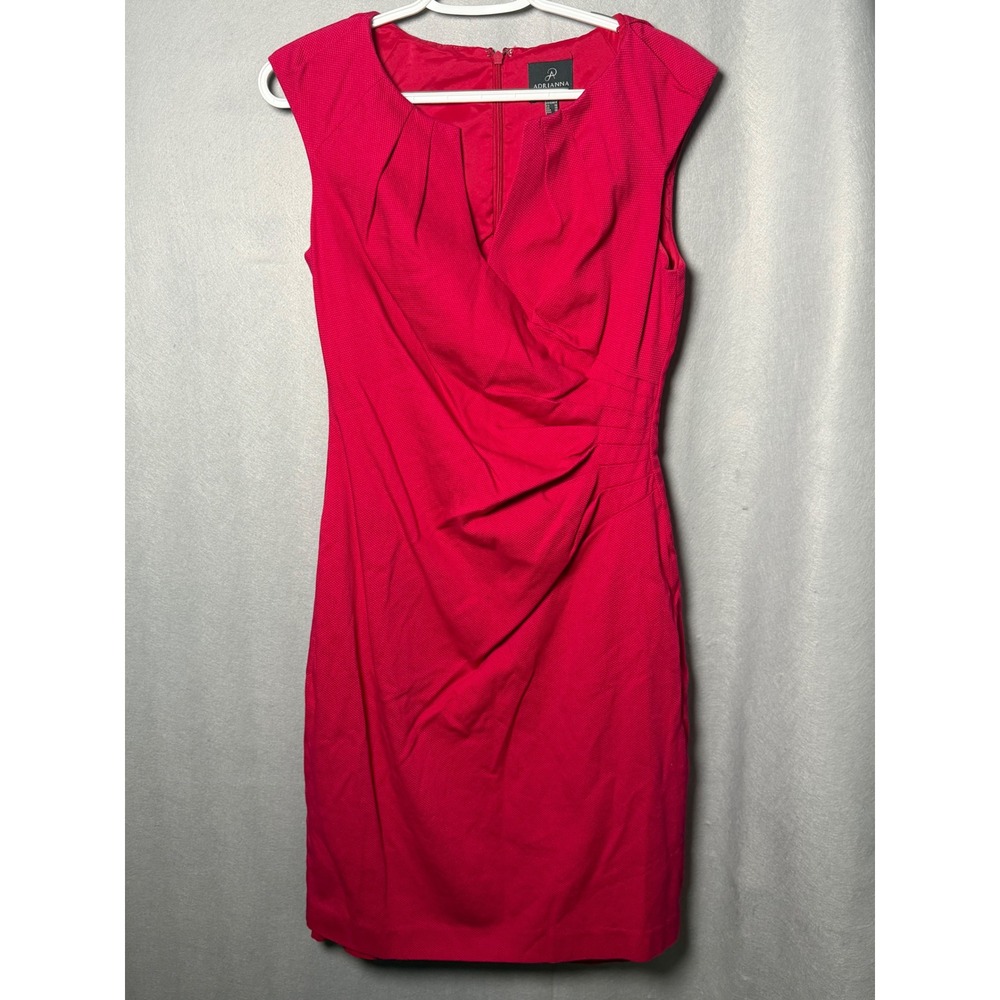 Adrianna Papell Pink Textured Surplice Pleated Sheath Dress Size 6 Sleeveless